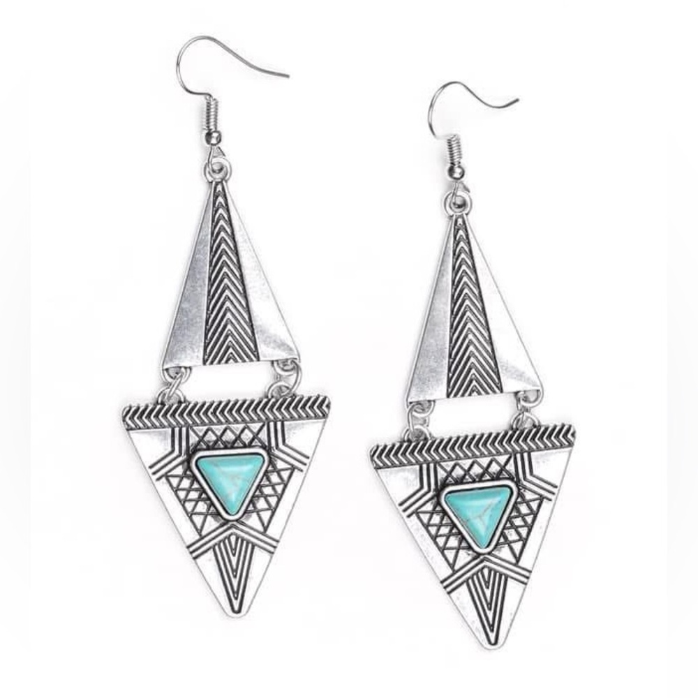 Southwest style silver and turquoise earrings